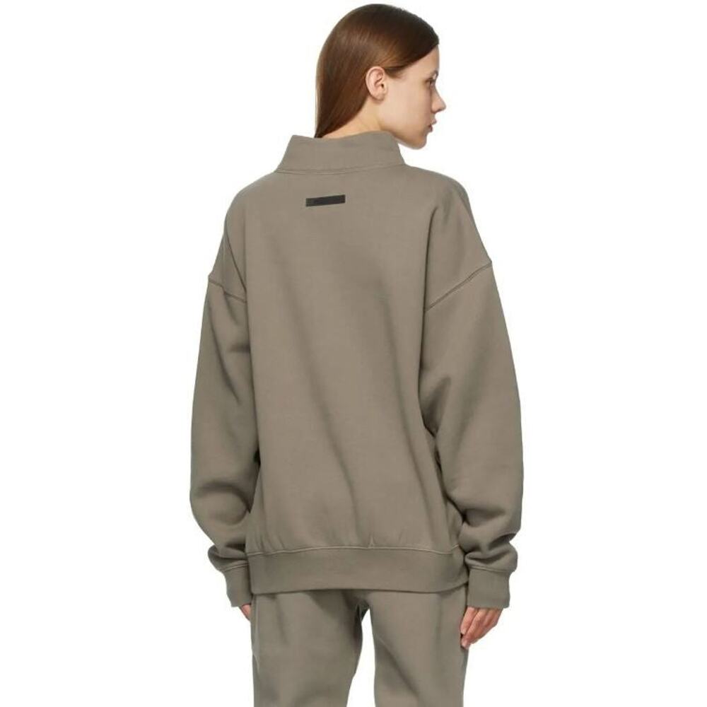 Essentials Mock Neck Pullover Sweatshirt Taupe - … - image 3